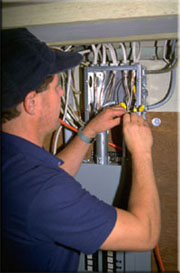 Derek wiring a fuse board